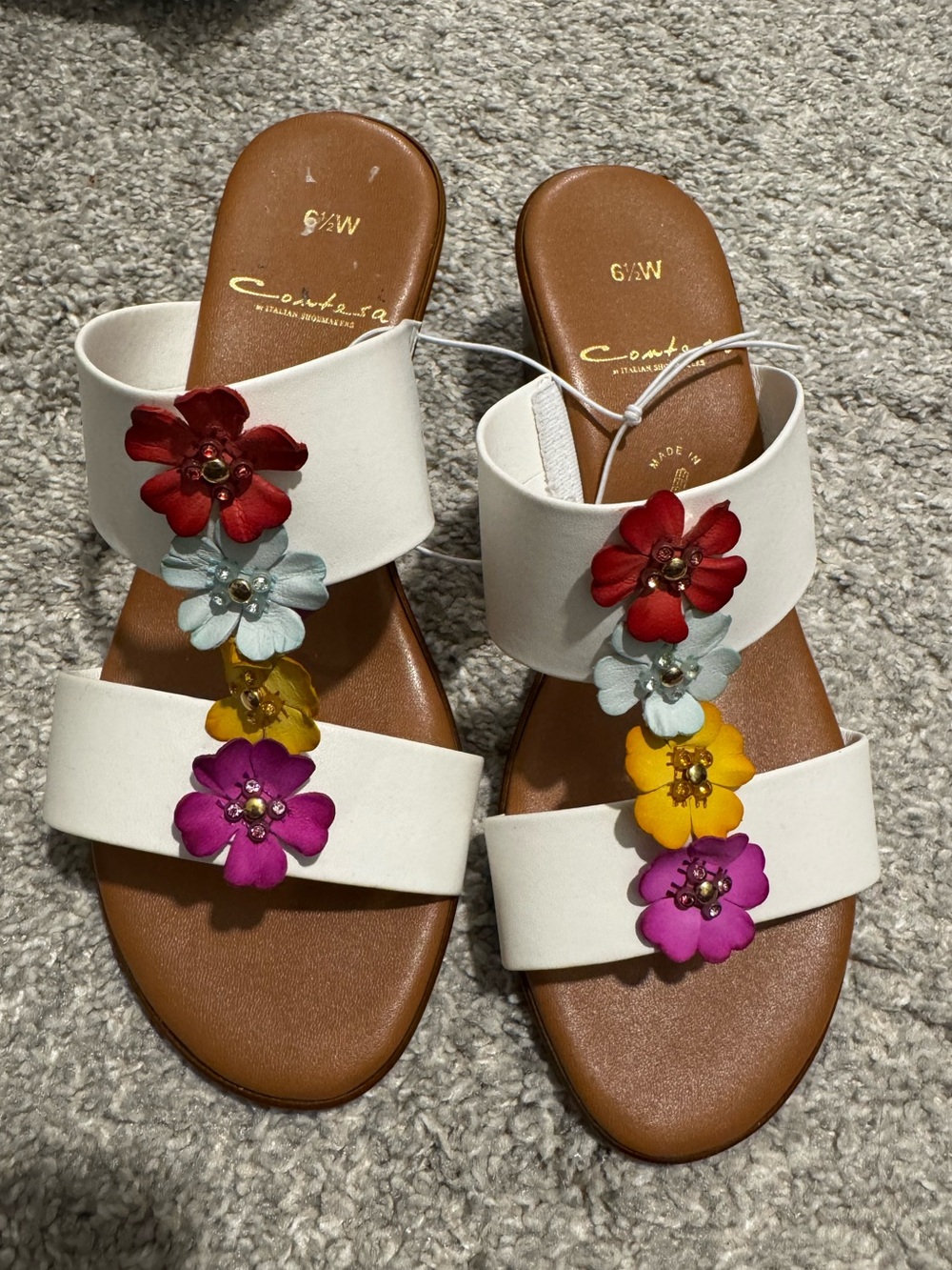 Contesa Italian Shoemakers Floral Sandals 6.5 wide Women’s Summer Wedge shoes